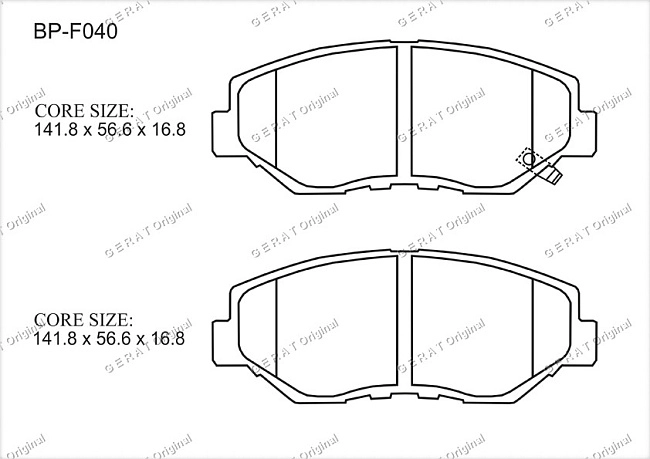 картинка Передние тормозные колодки Gerat BP-F040 (Honda Accord, CR-V, Element, Pilot) магазин  StreetTuning 