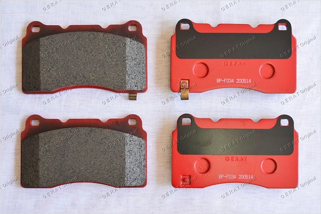 картинка Передние тормозные колодки Gerat BP-F034 (Volvo S60/
Mitsubishi Lancer/
Alfa Romeo 166/
Hyundai Genesis Coupe/
Subaru Impreza/ 
Cadillac CTS/
Chevrolet Camaro) магазин  StreetTuning 