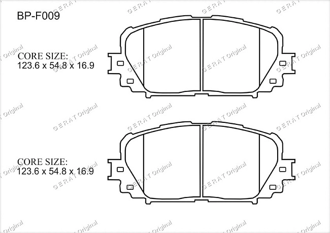 картинка Передние тормозные колодки Gerat BP-F009 (Toyota Vitz, Yaris) магазин  StreetTuning 