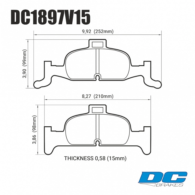 картинка Колодки тормозные DC1897V15 DC brakes Street STR.S, перед  A4 B9; A5 F53; Q5 FYB; суппорт ATE; магазин  StreetTuning 