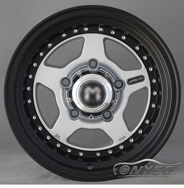 картинка Новые диски MVF-955 R15 5X139,7 ET-10 J7 черные матовые + серебро магазин  StreetTuning 