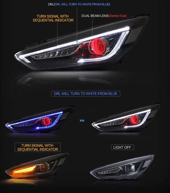 картинка Передние фары Ford Focus 3 2015-2017 г магазин  StreetTuning 