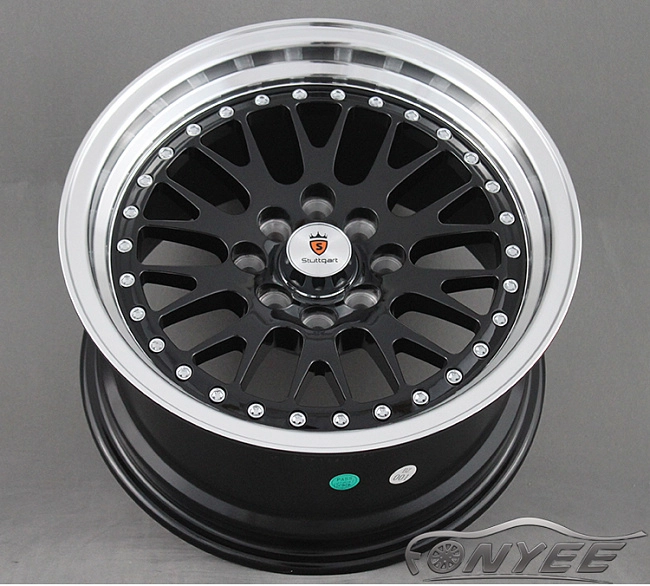 картинка Новые диски ESM 007 R15 4x100-4x114,3 ET20 J8 черный с хром полкой магазин  StreetTuning 