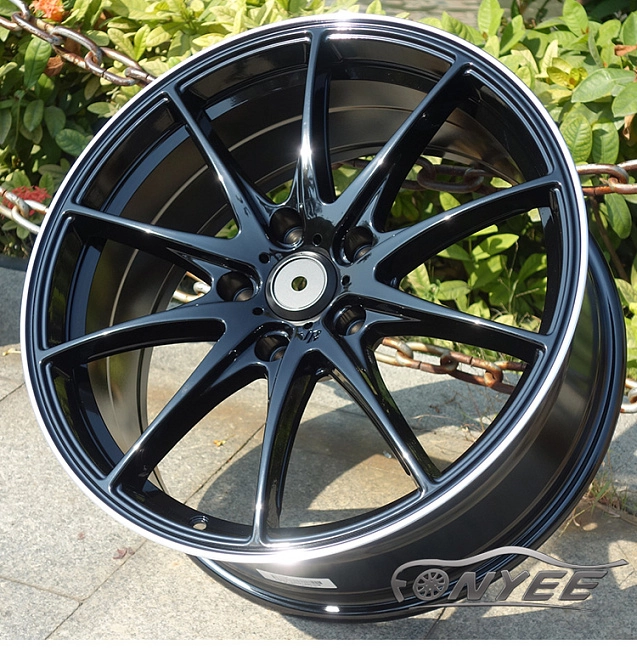 картинка Новые диски Rays G25 R17 5X112 ET40 J7 черные глянцевые + серебристая окантовка магазин  StreetTuning 