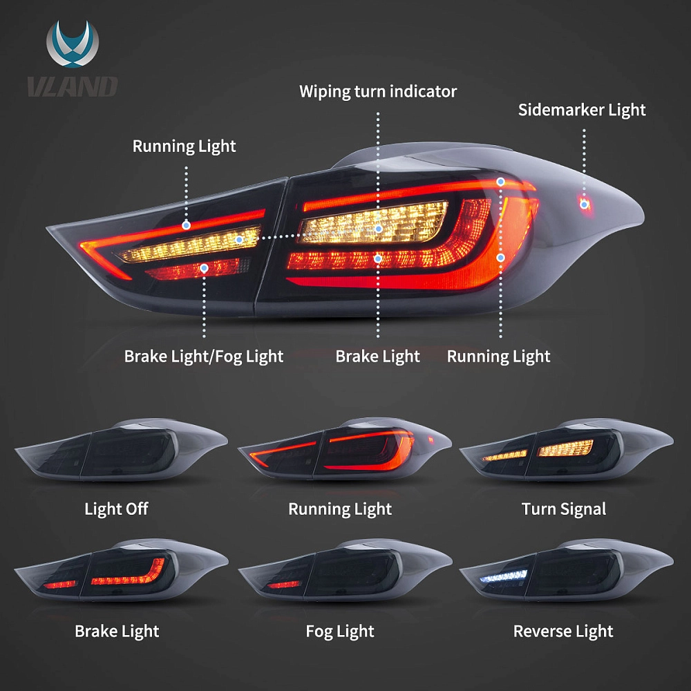 картинка Задние LED фары для HYUNDAI ELANTRA (AVANTE MD)2011-2016 ТЕМНЫЕ от магазина  StreetTuning