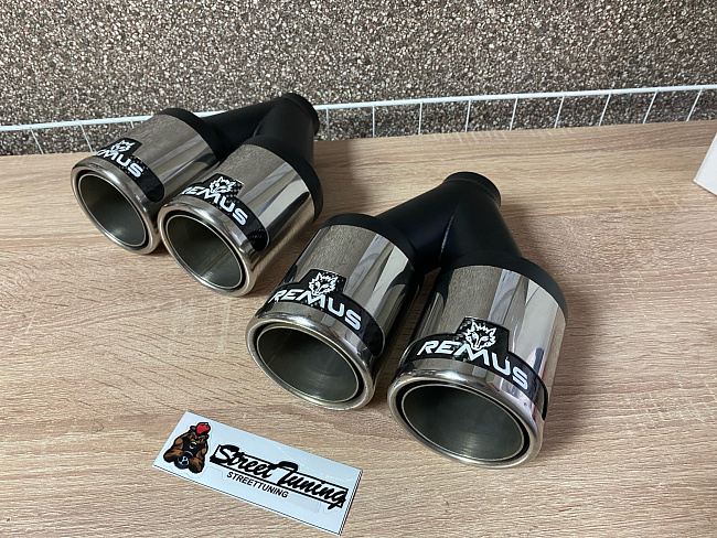 картинка Насадки на глушитель Remus Style двойные комплект- 2 шт 51 х 89 мм магазин  StreetTuning 