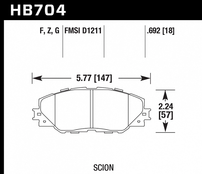 картинка Колодки тормозные HB704F.692 HAWK HPS перед RAV4 2006-2013 магазин  StreetTuning 