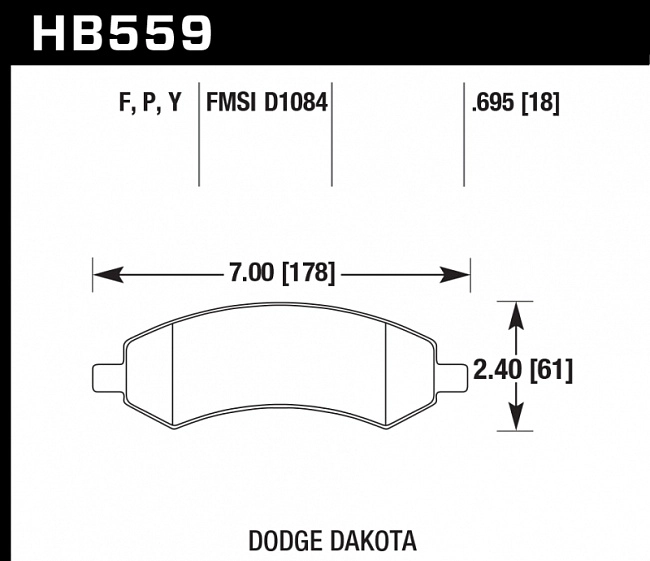 картинка Колодки тормозные HB559Y.695 HAWK LTS перед DODGE RAM 1500, DURANGO магазин  StreetTuning 