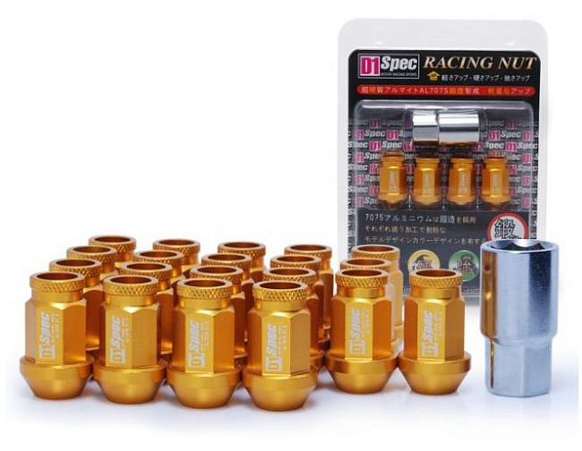 картинка Комплект гаек D1 Spec 40 мм открытые, золотые М12 х 1.5 магазин  StreetTuning 