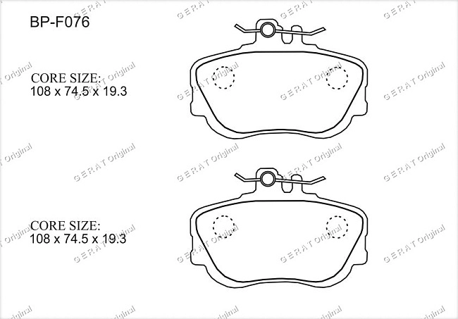 картинка Передние тормозные колодки Gerat BP-F076 (Mercedes-Benz C-Класс) магазин  StreetTuning 