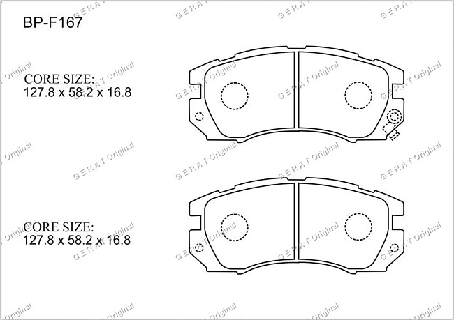 картинка Передние тормозные колодки Gerat BP-F167 (Subaru Impreza, Legacy) магазин  StreetTuning 