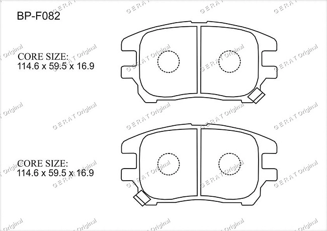 картинка Передние тормозные колодки Gerat BP-F082 (Lexus RX300/ 
Toyota Harrier) магазин  StreetTuning 