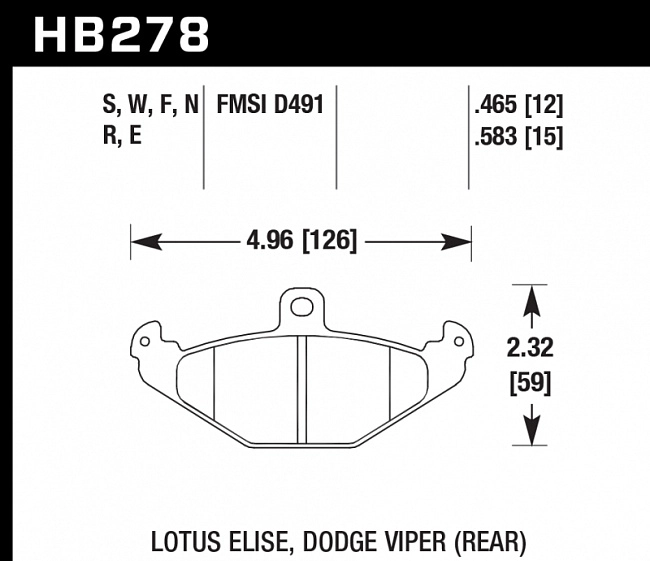 картинка Колодки тормозные HB278N.465 HAWK HP+ задние DODGE / RENAULT магазин  StreetTuning 