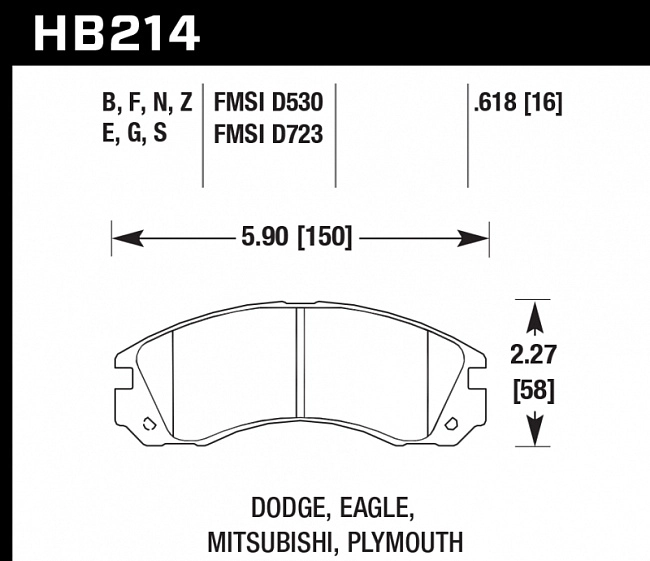 картинка Колодки тормозные HB214F.618 HAWK HPS передние Mitsubishi Outlander I, II, XL All 2003-> магазин  StreetTuning 