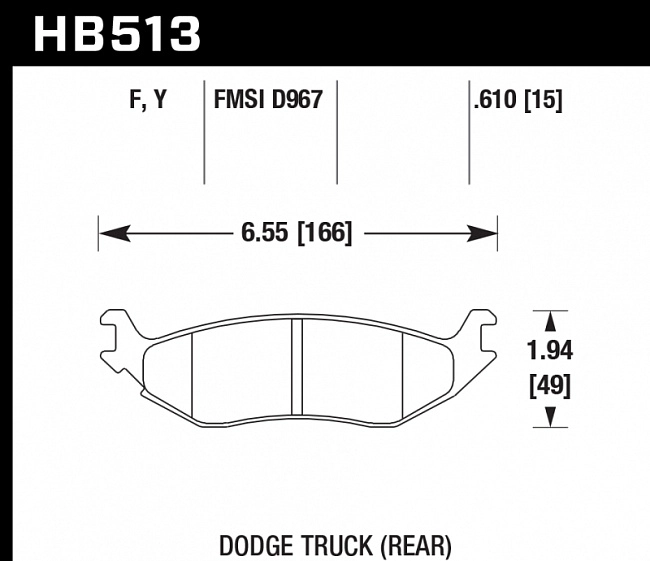 картинка Колодки тормозные HB513Y.610 HAWK LTS задн. DODGE RAM 1500, DURANGO магазин  StreetTuning 
