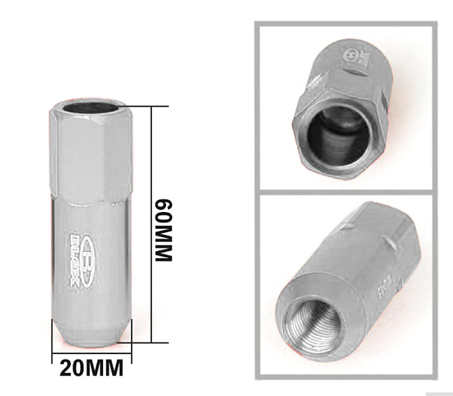 картинка Комплект гаек Blox style с наконечником , серебряные М12 х 1.5 магазин  StreetTuning 