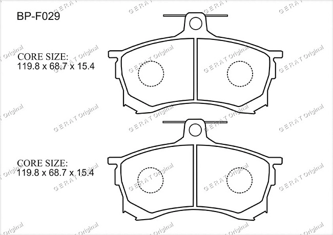 картинка Передние тормозные колодки Gerat BP-F029 (Mitsubishi Carisma) магазин  StreetTuning 