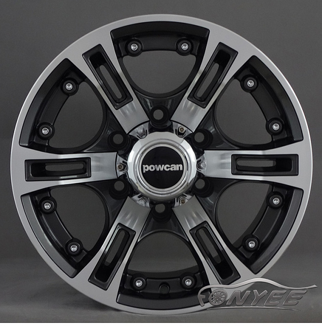 картинка Новые диски Powcan модель 6 R15 J8 ET-10 6x139,7 черный глянец + серебро магазин  StreetTuning 