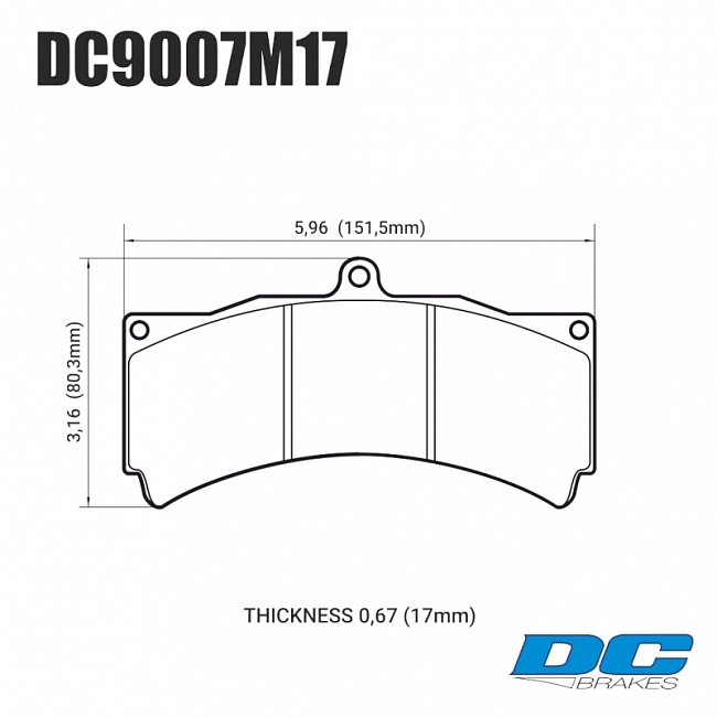 картинка Колодки тормозные DC9007M17 DC brakes Race Track PROMA 6 порш, Stop Tech, JBT, Alcon, HPB, XYZ 18 mm магазин  StreetTuning 