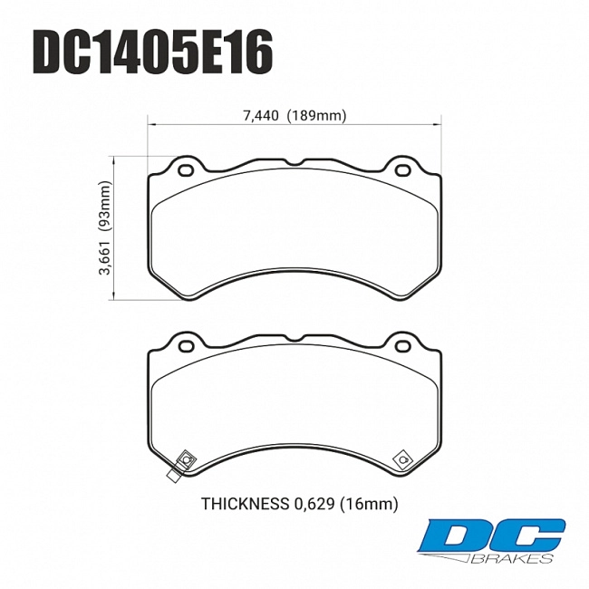 картинка Колодки тормозные DC1405E16 DC Brakes RT.2 перед. Jeep SRT8 2012-2014, AUDI 4F RS6 (BREMBO) магазин  StreetTuning 