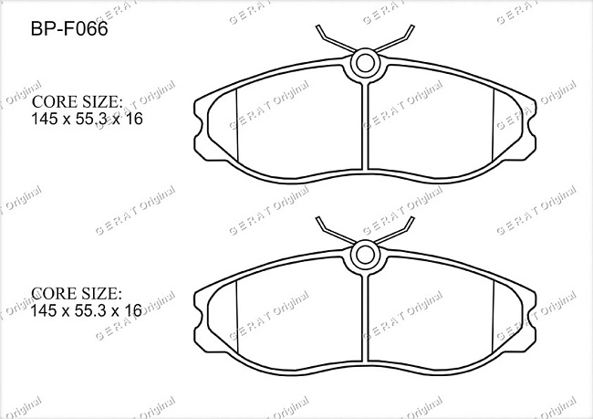 картинка Передние тормозные колодки Gerat BP-F066 (Ford Maverick/
Nissan Serena, Terrano, Vanette) магазин  StreetTuning 