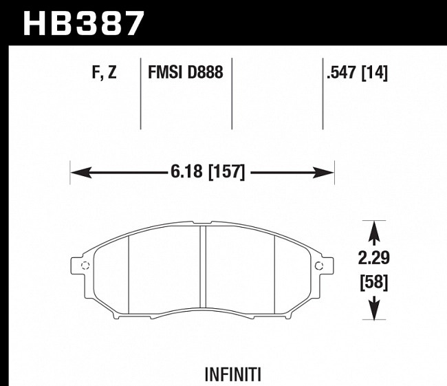 картинка Колодки тормозные HB387Z.547 HAWK PC передние INFINITI FX / G /  M  (USA) магазин  StreetTuning 