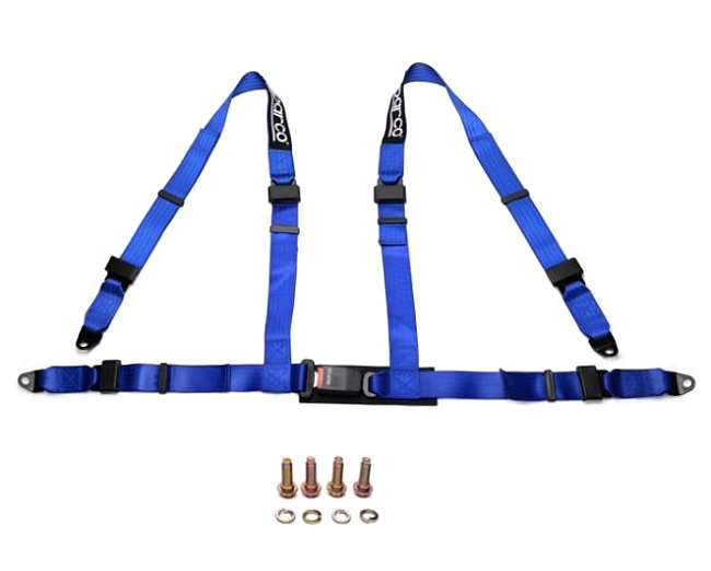 картинка 4-х точечный ремень безопасности Sparco Style стандартный замок, синий магазин  StreetTuning 