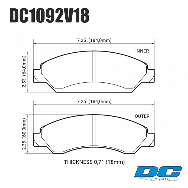 картинка Колодки тормозные DC1092V18 DC brakes Street HD передние CADILLAC Escalade / Chevrolet Tahoe магазин  StreetTuning 