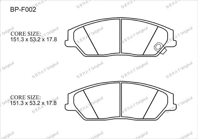 картинка Передние тормозные колодки Gerat BP-F002 (Toyota Aurion, Camry,
Avalon) магазин  StreetTuning 