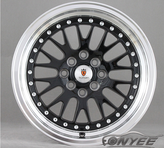 картинка Новые диски ESM 007 R15 4x100-4x114,3 ET20 J8 черный с хром полкой магазин  StreetTuning 