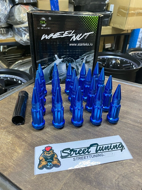 картинка Комплект гаек пики (пули) Starleks, 14х1.5, цвет синий, 20 шт. магазин  StreetTuning 
