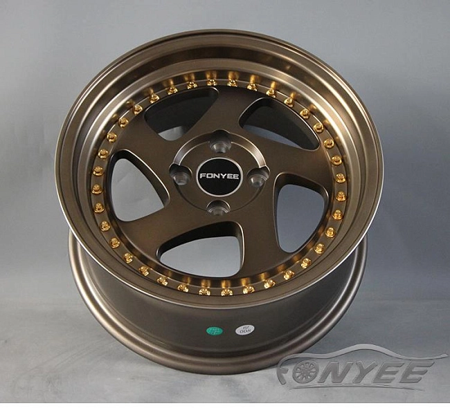 картинка Новые диски Rotiform TMB Flat R15 4х100 ET30 J7 бронза + золотистые болтики магазин  StreetTuning 