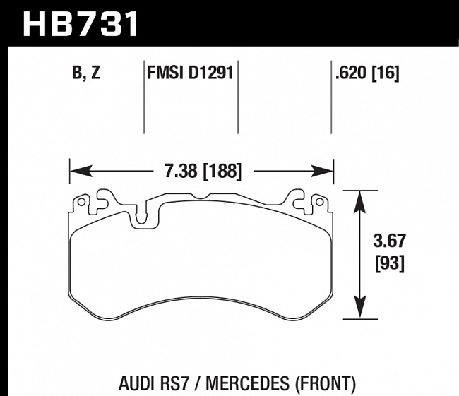 картинка Колодки тормозные HB731B.620 HAWK Street 5.0 MB ML 63AMG, GL 63 AMG W166; AUDI RS6 MK3 4F; RS7 4GA, магазин  StreetTuning 