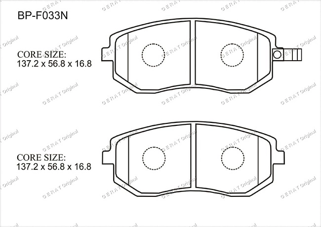 картинка Передние тормозные колодки Gerat BP-F033N (Subaru Baja, BRZ, Exiga, Forester, Impreza, Legacy, Outback, XV, Toyota GT86) магазин  StreetTuning 