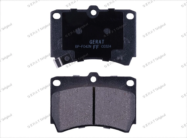 картинка Передние тормозные колодки Gerat BP-F042N (Ford Escort/
Kia Rio/ 
Mazda 121, 323, 323F, Demio, Familia, Festiva, Festiva Mini Wagon, Laser, Prot?g?, Revue) магазин  StreetTuning 