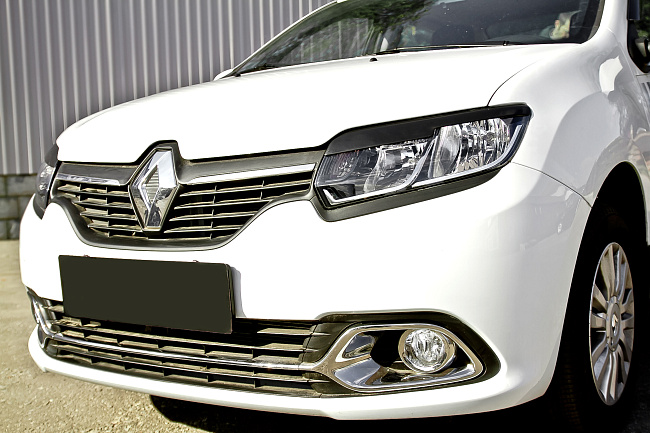 картинка Renault Logan II 2014—н.в. Накладки на передние фары (реснички) компл.-2 шт. магазин  StreetTuning 