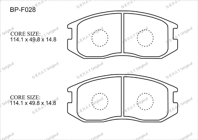 картинка Передние тормозные колодки Gerat BP-F028 (Mitsubishi Colt, 
Lancer) магазин  StreetTuning 