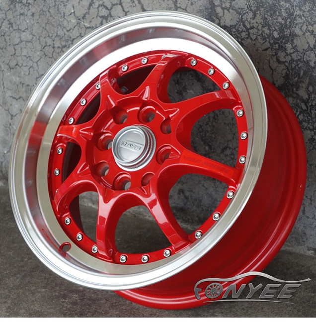картинка Новые диски RAYS CE28SL R17 4X100/4X114,3 ET38 J7,5 красные + полированная полка магазин  StreetTuning 