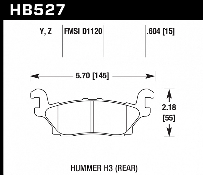 картинка Колодки тормозные HB527Y.604 HAWK LTS задние  Hummer H3 магазин  StreetTuning 