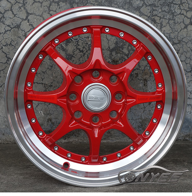 картинка Новые диски RAYS CE28SL R17 4X100/4X114,3 ET38 J7,5 красные + полированная полка магазин  StreetTuning 