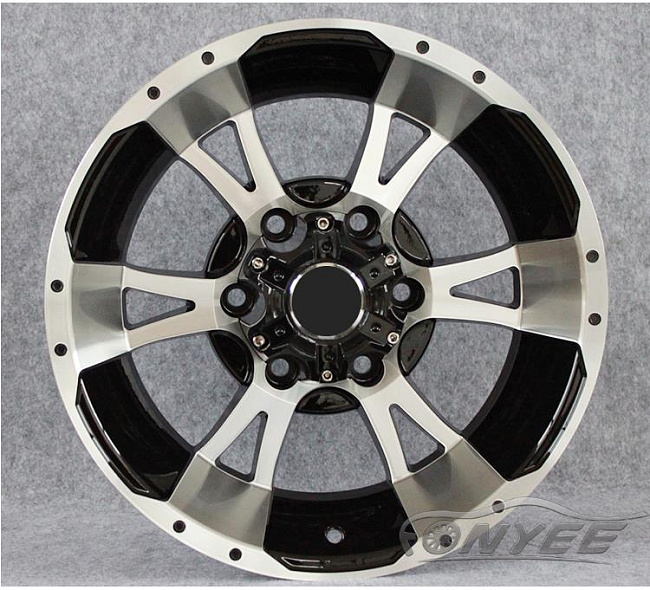 картинка Новые диски Powcan модель 9 R16 6X139,7 ET0 J8 черный глянец + серебро магазин  StreetTuning 