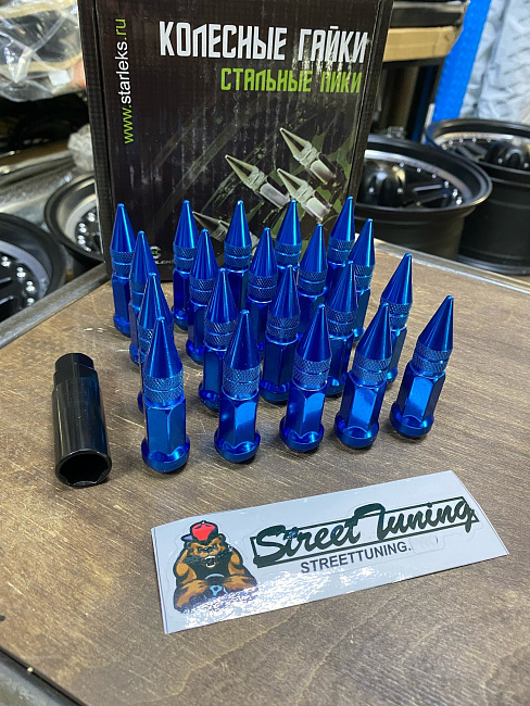 картинка Комплект гаек пики (пули) Starleks, 12х1.25 , цвет синий, 20 шт. магазин  StreetTuning 