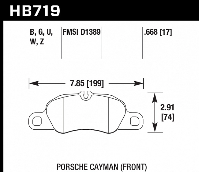 картинка Колодки тормозные HB719W.668 HAWK DTC-30; 2014 Porsche Cayman (FR) 17mm магазин  StreetTuning 