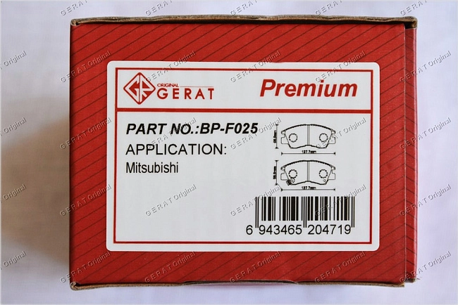 картинка Передние тормозные колодки Gerat BP-F025 (Hyundai Galloper/
Mitsubishi Delica,
L300, Montero, Pajero) магазин  StreetTuning 