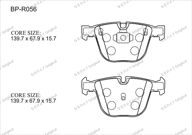 картинка Задние тормозные колодки Gerat BP-R056 (BMW Series 3, Series 5, Series 6, Series 7, Series X5, Series X6,) магазин  StreetTuning 