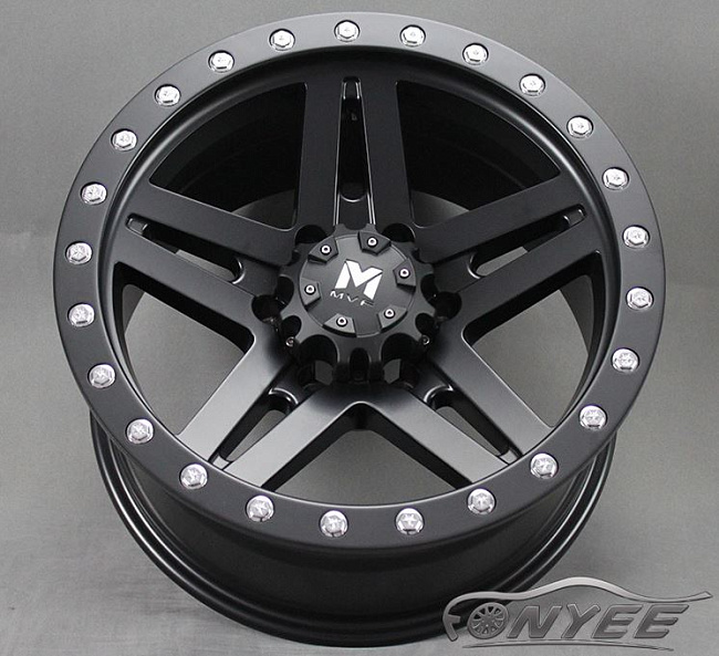 картинка Новые диски MVF-957 R17 6X139,7 ET0 J8,5 черные матовые + серебристые болтики магазин  StreetTuning 