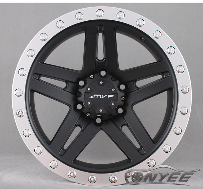 картинка Новые диски MVF-957 R17 6X139,7 ET-15 J8,5 черный мат + серебро болтики магазин  StreetTuning 