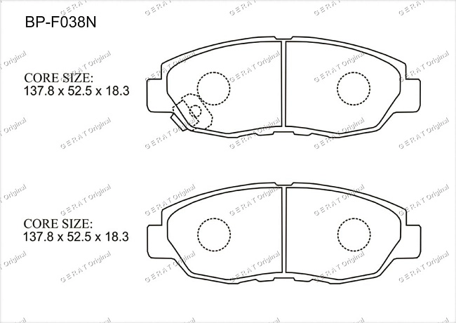картинка Передние тормозные колодки Gerat BP-F038N (Honda Accord, Civic, CR-V, Insight) магазин  StreetTuning 
