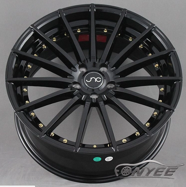 картинка Новые диски JNC 042 R20 5X114,3 ET35 J8,5 черные глянцевые + золотистые болтики магазин  StreetTuning 