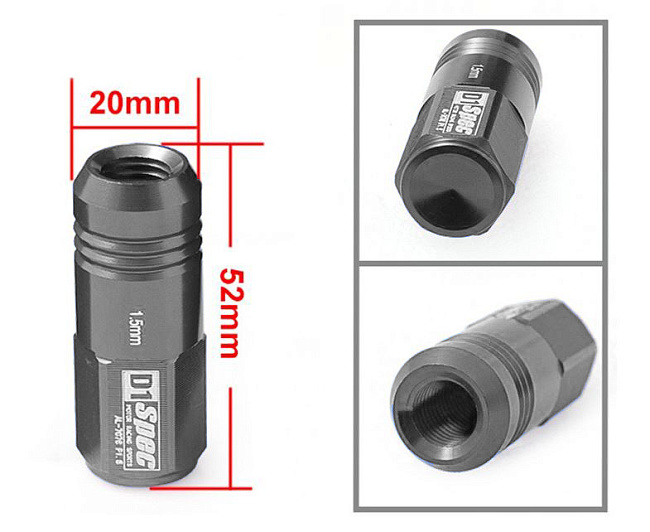 картинка Комплект гаек D1 Spec 52 мм закрытые, серые М12 х 1.25 магазин  StreetTuning 